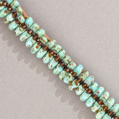 LMA-4514:  Miyuki 4x7mm Long Magatama Opaque Turquoise Blue Picasso - LMA-4514*