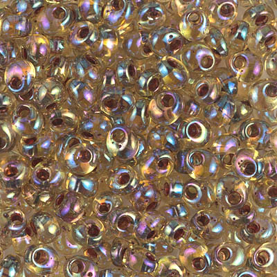 MA4-2161:  Miyuki 4mm Magatama Garnet Lined Transparent Light Topaz AB 