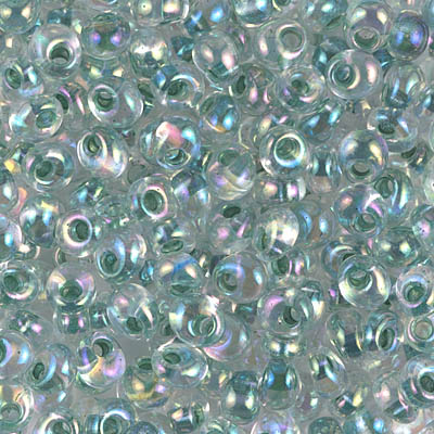 MA4-267:  Miyuki 4mm Magatama Moss Green Lined Crystal AB (was MA4-2148) 