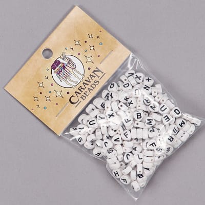 PL-A06: White Heart Letter Beads  