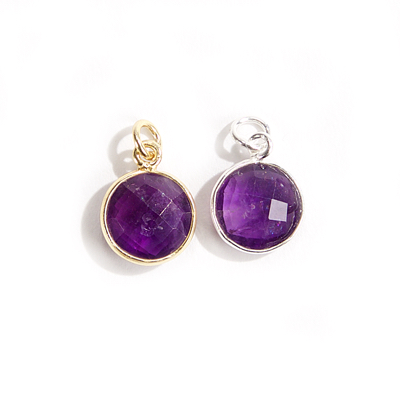 11mm Amethyst Pendant with Bezel (Sterling or Vermeil) 
