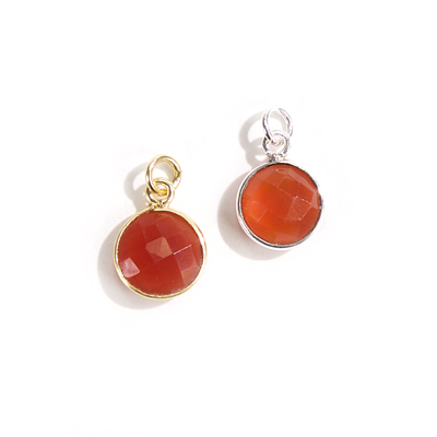 11mm Carnelian Pendant with Bezel (Sterling or Vermeil) 