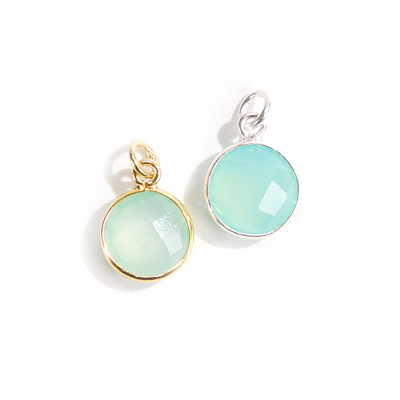 11mm Chalcedony Pendant with Bezel (Sterling or Vermeil) 