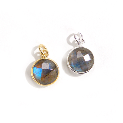 11mm Labradorite Pendant with Bezel (Sterling or Vermeil) 