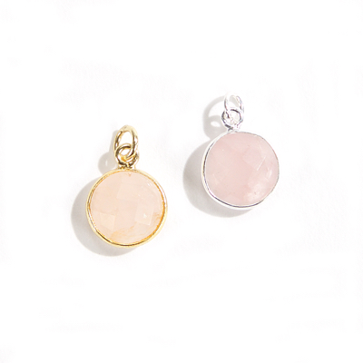 11mm Rose Quartz Pendant with Bezel (Sterling or Vermeil) 