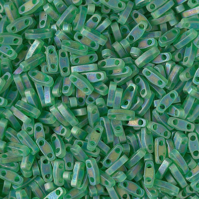 QTL-146FR:  Matte Transparent Green AB Miyuki Quarter Tila Bead 