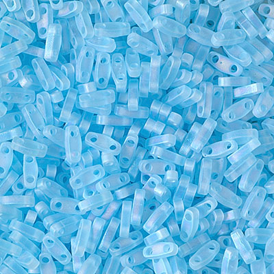 QTL-148FR:  Matte Transparent Aqua AB Miyuki Quarter Tila Bead 