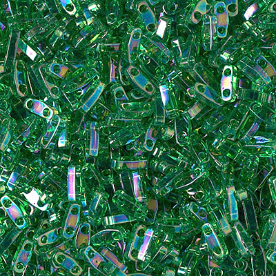 QTL-179:  Transparent Green AB Miyuki Quarter Tila Bead 