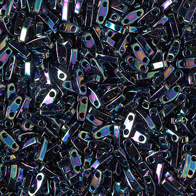 QTL-455:  Metallic Variegated Blue Iris Miyuki Quarter Tila Bead 