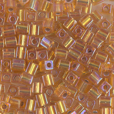 SB-1004:  Miyuki 4mm Square Bead Silverlined Dark Gold AB 