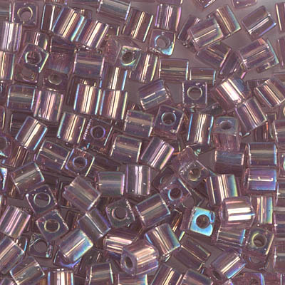 SB-1012:  Miyuki 4mm Square Bead Silverlined Smoky Amethyst AB 