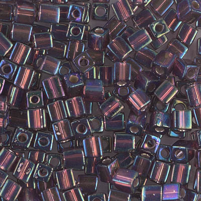 SB-1013:  Miyuki 4mm Square Bead Silverlined Dark Smoky Amethyst AB 