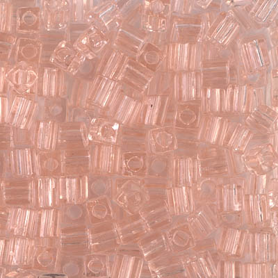 SB-155:  Miyuki 4mm Square Bead Transparent Light Tea Rose 