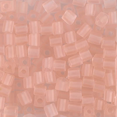 SB-155F:  Miyuki 4mm Square Bead Matte Transparent Light Tea Rose 