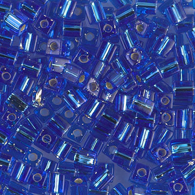 SB-19:  Miyuki 4mm Square Bead Silverlined Sapphire 