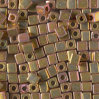 SB-199:  Miyuki 4mm Square Bead 24kt Gold Iris 