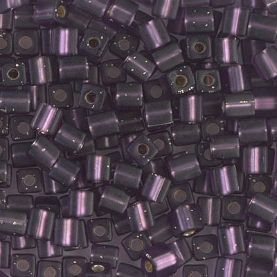 SB-24F:  Miyuki 4mm Square Bead  Matte Silverlined Amethyst 