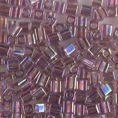 SB-256:  Miyuki 4mm Square Bead Transparent Smoky Amethyst AB 