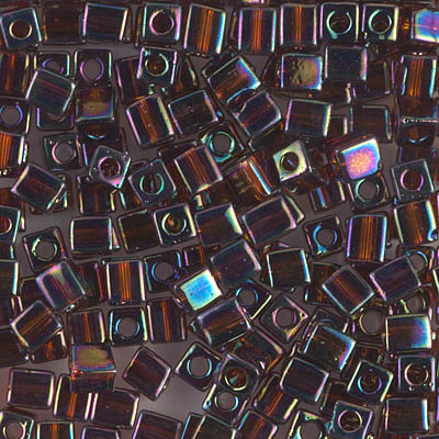SB-257:  Miyuki 4mm Square Bead Transparent Topaz AB 