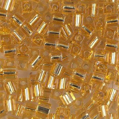 SB-3:  Miyuki 4mm Square Bead Silverlined Gold 