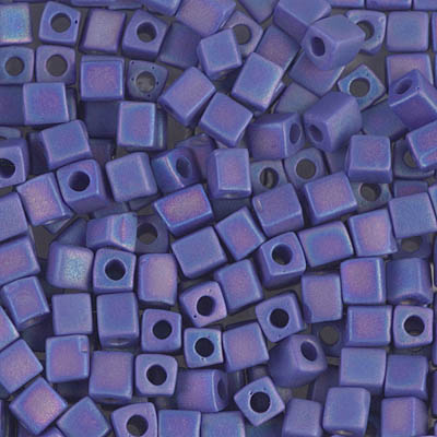 SB-414FR:  Miyuki 4mm Square Bead Matte Opaque Cobalt AB 