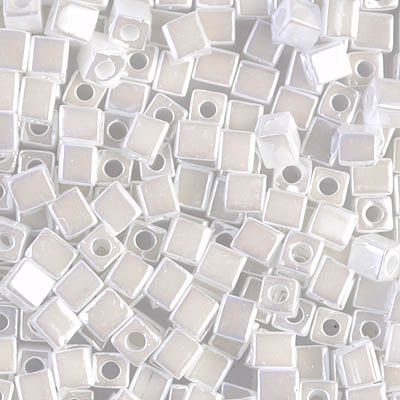 SB-420:  Miyuki 4mm Square Bead White Pearl Ceylon 