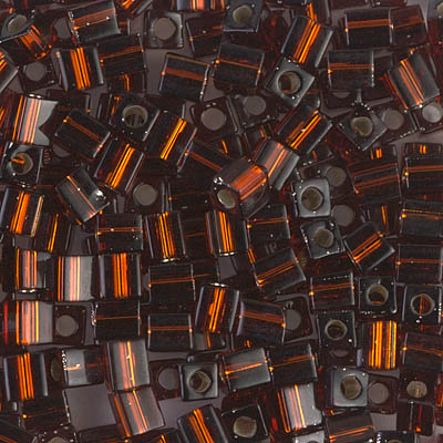 SB-5:  Miyuki 4mm Square Bead Silverlined Dark Topaz 