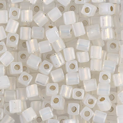 SB-551:  Miyuki 4mm Square Bead Gilt Lined Opal 