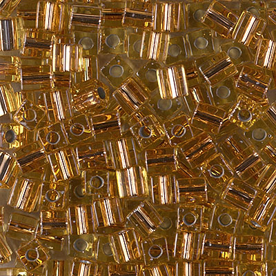 SB-971:  Miyuki 4mm Square Bead Copper Lined Pale Amber 
