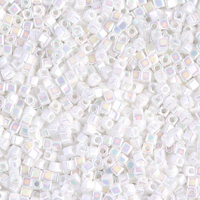 SB18-471:  Miyuki 1.8mm Square Beads White Pearl AB (was SB18-402R) - SB18-471*