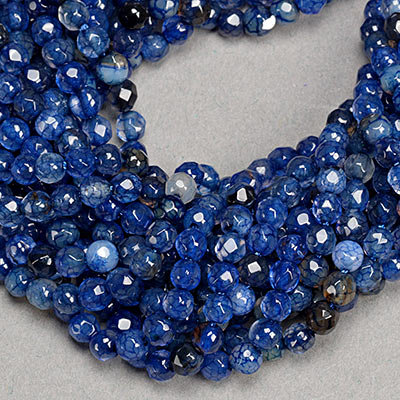 SP-1053: Faceted Agate Dk Blue 4mm  