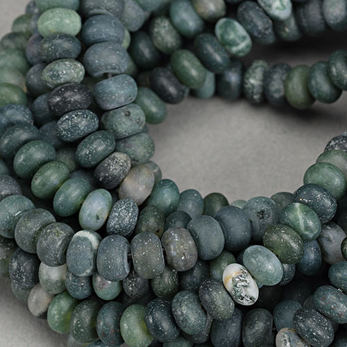 SP-1137: Moss Agate Frosted Rondelle 4x6mm 