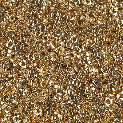 SPTR28-193:  Miyuki 2.8mm Triangle Spacer Bead 24kt Gold Light Plated 