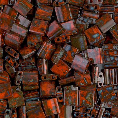 TL-4520:  Opaque Orange Picasso Miyuki Tila Bead 
