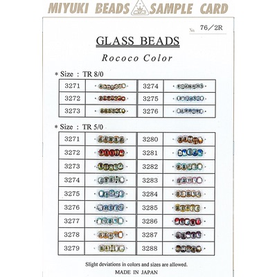 TR-CARD-3:  Rococo 5mm Triangle Bead Sample Card (76/2R) (TR5) 
