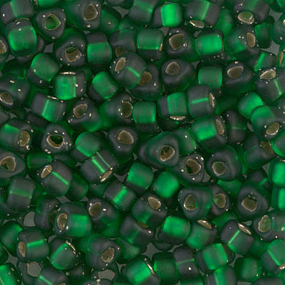 TR5-1802F:  Miyuki 5/0 Triangle Matte Silverlined Green 