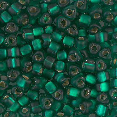 TR5-1807F:  Miyuki 5/0 Triangle Matte Silverlined Emerald 