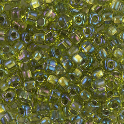 TR5-1813:  Miyuki 5/0 Triangle Sparkling Lined Chartreuse AB 