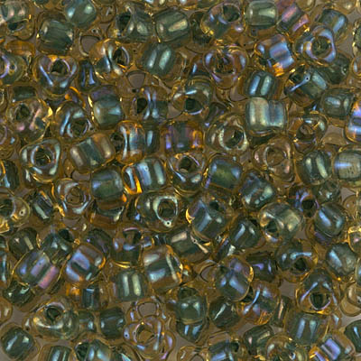 TR5-1815:  Miyuki 5/0 Triangle Olive Lined Topaz AB 