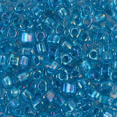 TR5-1823:  Miyuki 5/0 Triangle Sparkling Blue Lined Aqua AB 