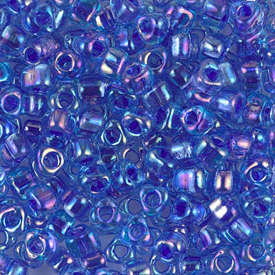 TR5-1829:  Miyuki 5/0 Triangle Sparkling Violet Lined Aqua AB 