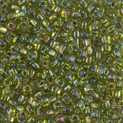TR8-1813:  Miyuki 8/0 Triangle Sparkling Lined Chartreuse AB 