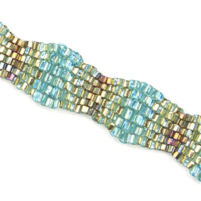 TR8-1821:  Miyuki 8/0 Triangle Sparkling Silver Gray Lined Aqua AB - TR8-1821*