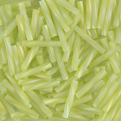 TW2012-143FR:  Miyuki 2x12mm Twisted Bugle Bead Matte Tr Chartreuse AB (was TW2012-258F) 