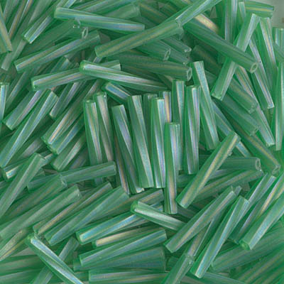 TW2012-146FR:  Miyuki 2x12mm Twisted Bugle Bead Matte Tr Green AB (was TW2012-179F) 