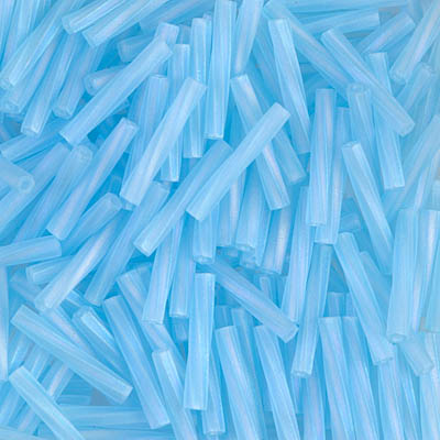 TW2012-148FR:  Miyuki 2x12mm Twisted Bugle Bead Matte Tr Aqua AB (was TW2012-260F) 