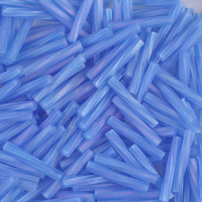TW2012-150FR:  Miyuki 2x12mm Twisted Bugle Bead Matte Tr Sapphire AB (was TW2012-261F) 