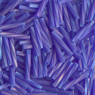 TW2012-151FR:  Miyuki 2x12mm Twisted Bugle Bead Matte Tr Cobalt AB (was TW2012-151FR) 