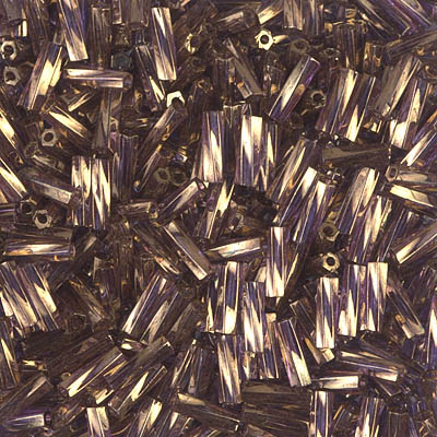TW206-1285:  Miyuki 2x6mm Twisted Bugle Bead Gold Antiqued Transparent Amethyst 
