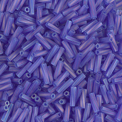 TW206-151FR:  Miyuki 2x6mm Twisted Bugle Bead Matte Tr Cobalt AB (was TW206-177F) 